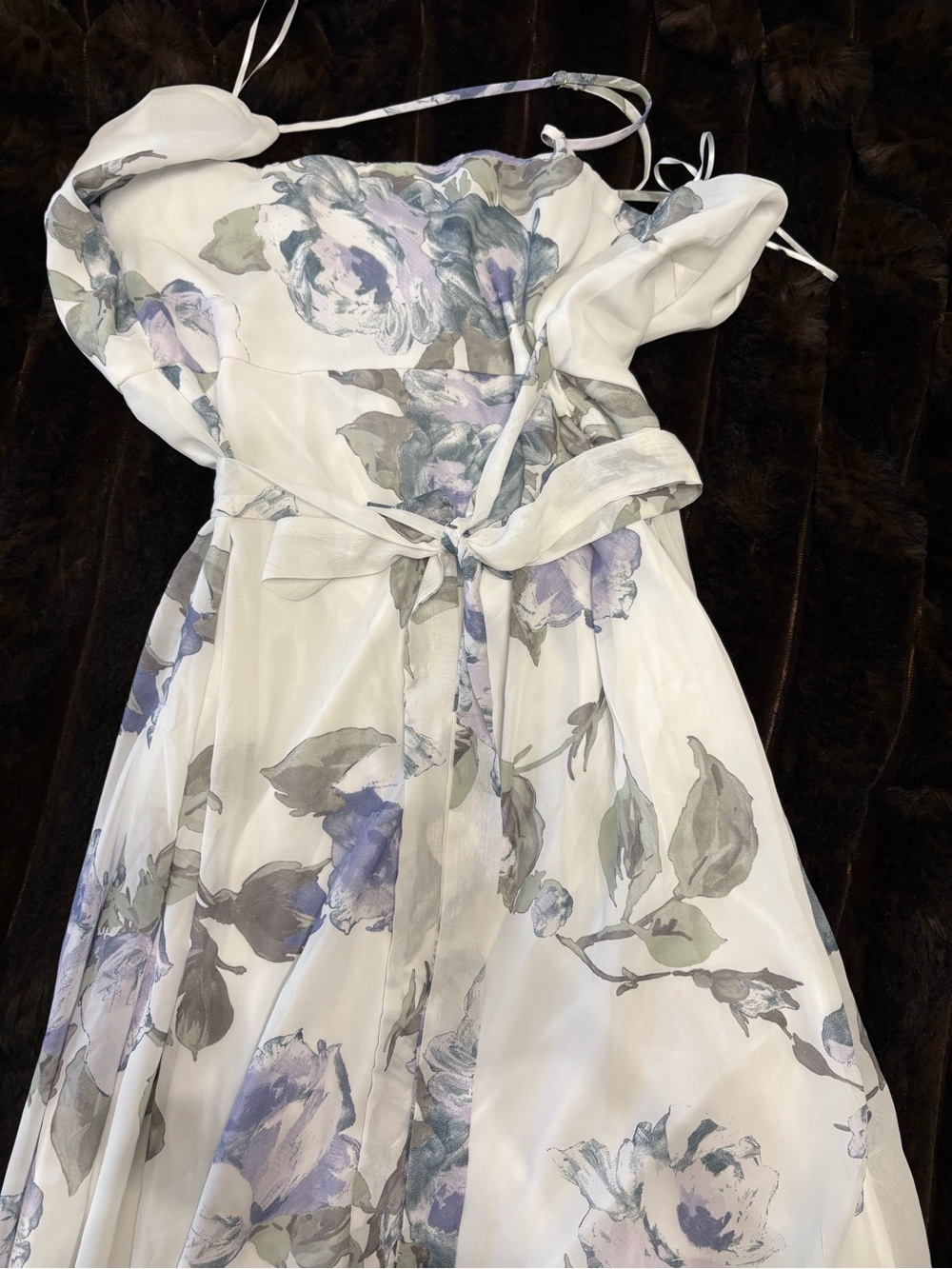 Lovely Day White Dress with Lavender and Sage Floral Print - Picture 4 of 4